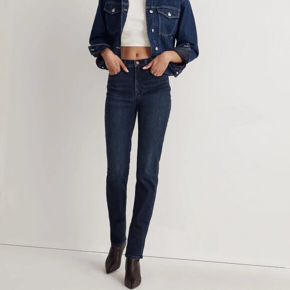 NEW | Madewell High Rise Slim Straight Denim‎ Jeans Size 23 - Picture 1 of 10